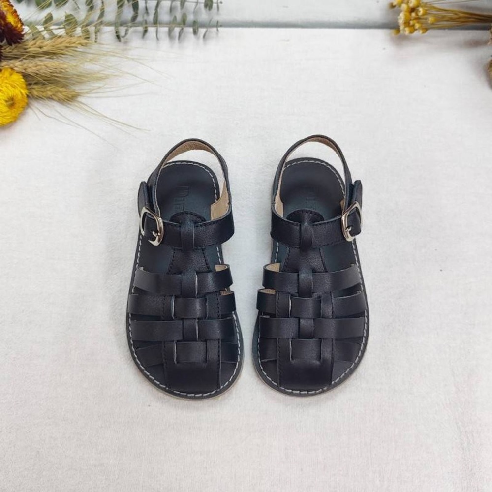 Black leather sandals
